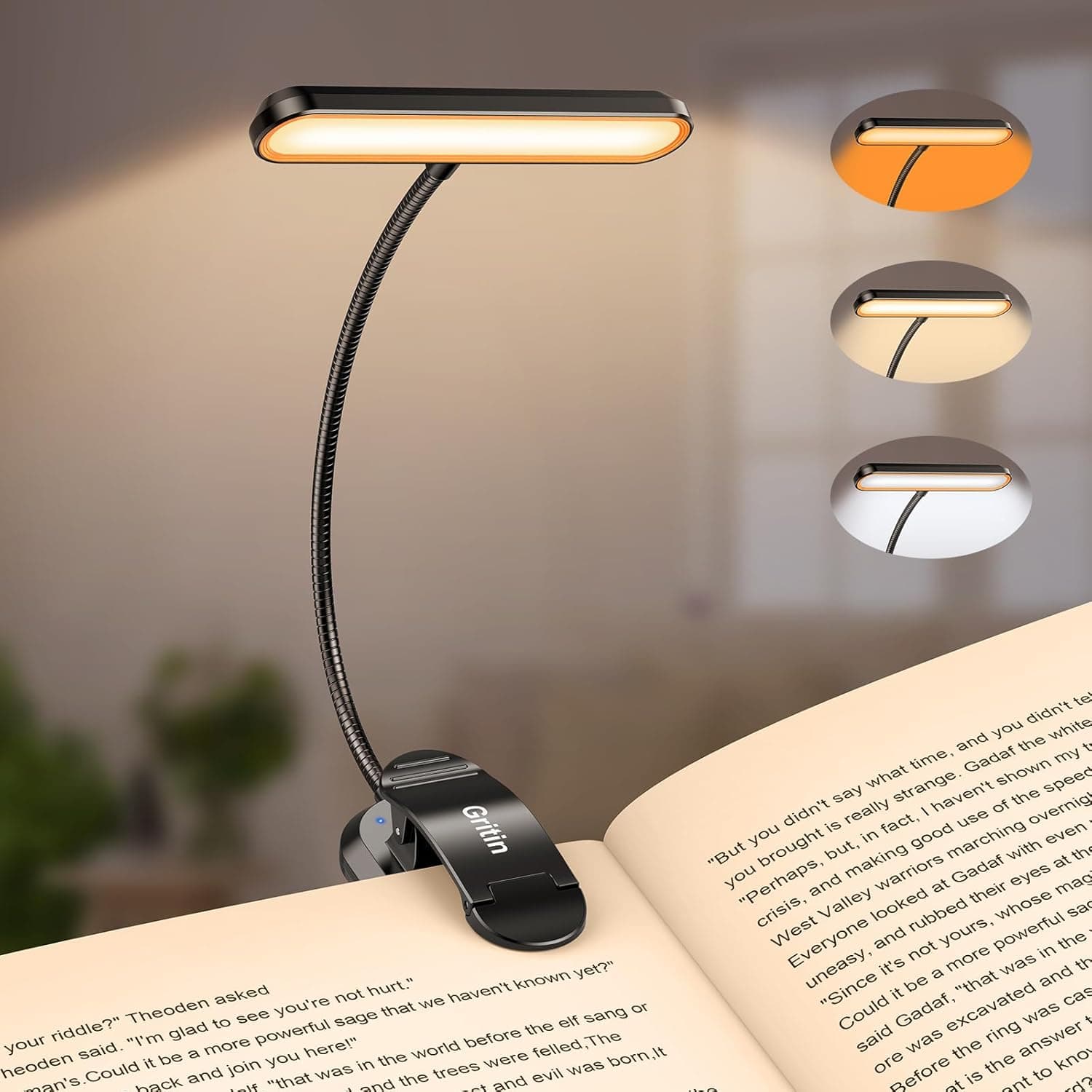 Gritin 19 LED Book Light, 5-Level product photo