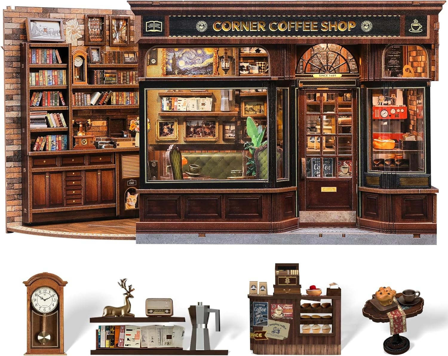CUTEBEE Corner Coffee Shop Book Nook Kit product photo