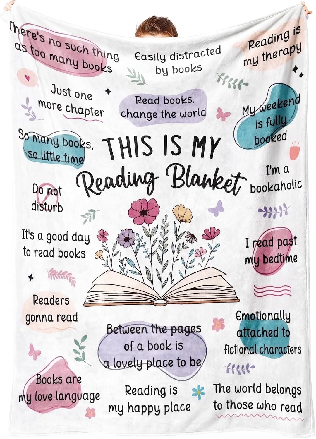 “Reading Is My Therapy” Flannel Blanket product photo